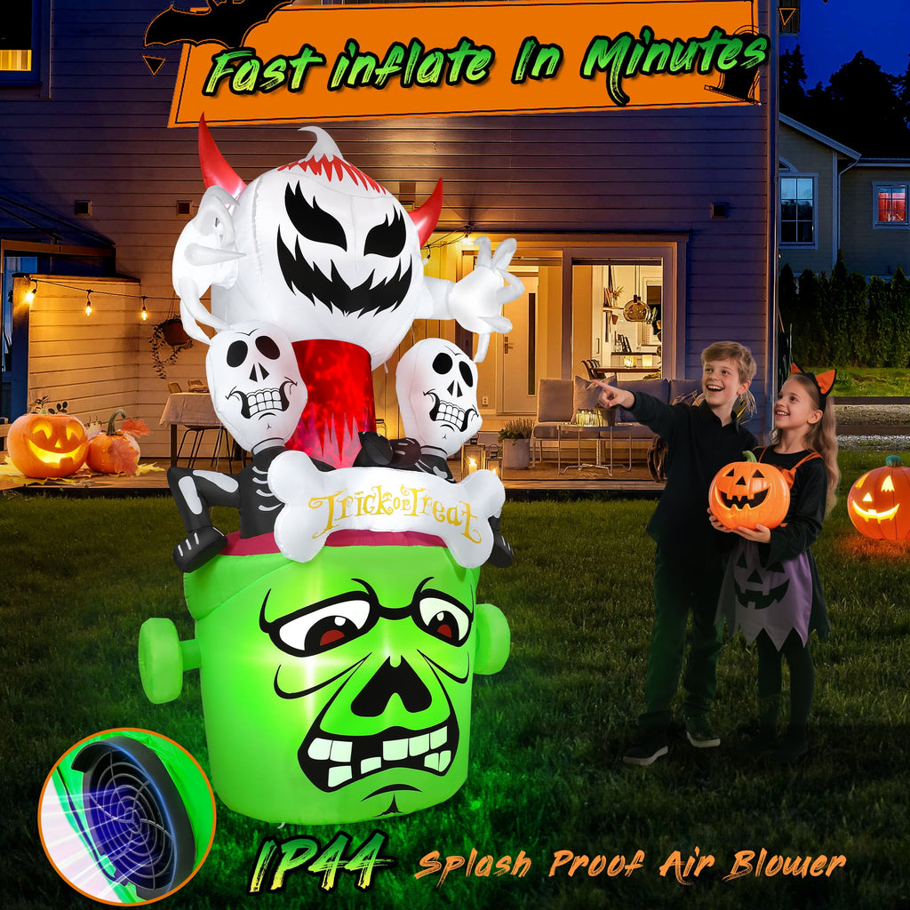 8Ft Halloween Inflatable,Ghost Skeleton with Lights Halloween Decoration Outdoor
