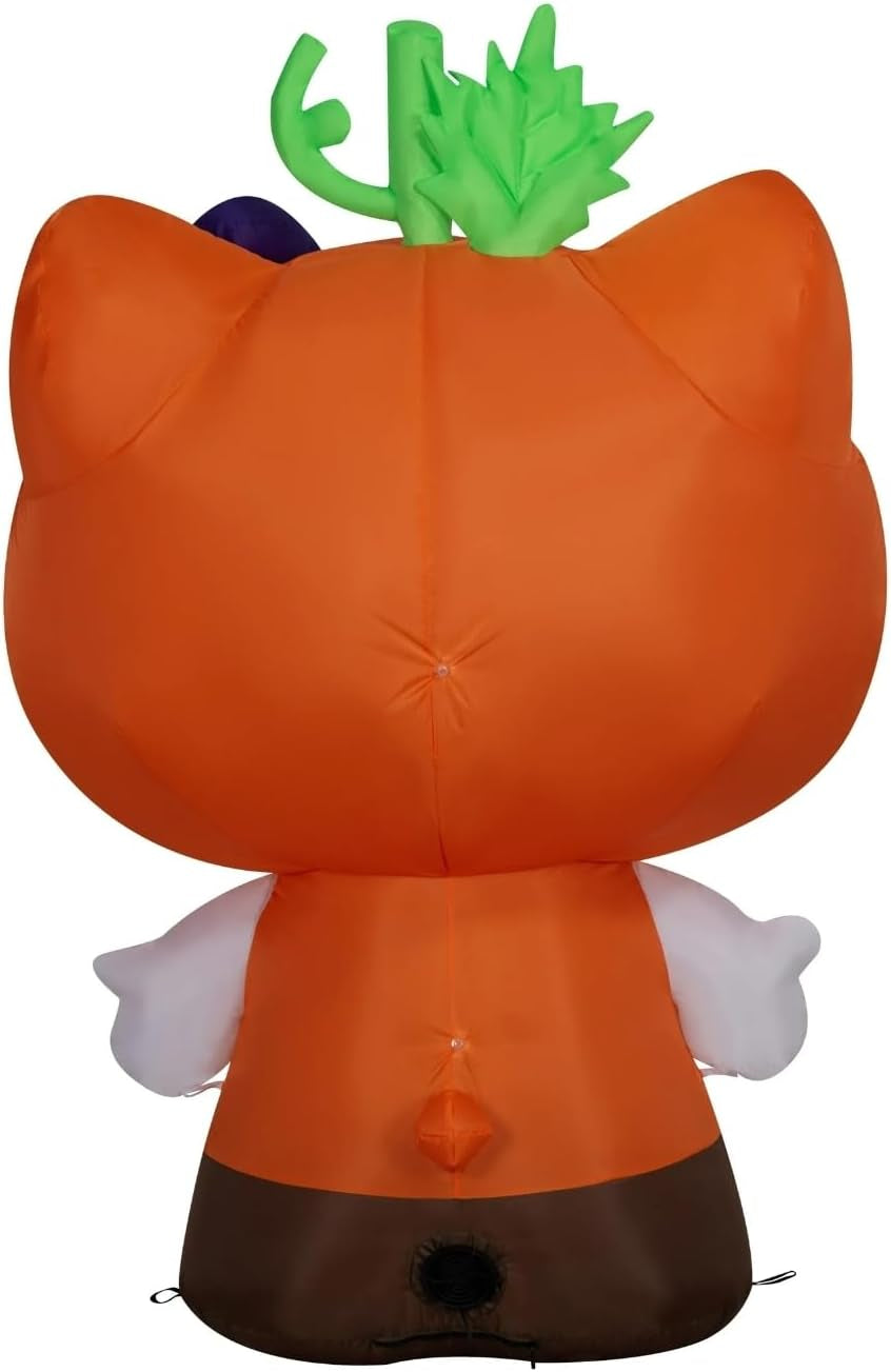 Halloween Hello Kitty in Pumpkin Suit Yard Inflatable with LED Lighting, 5 Ft - Seasonal Indoor/Outdoor Decor