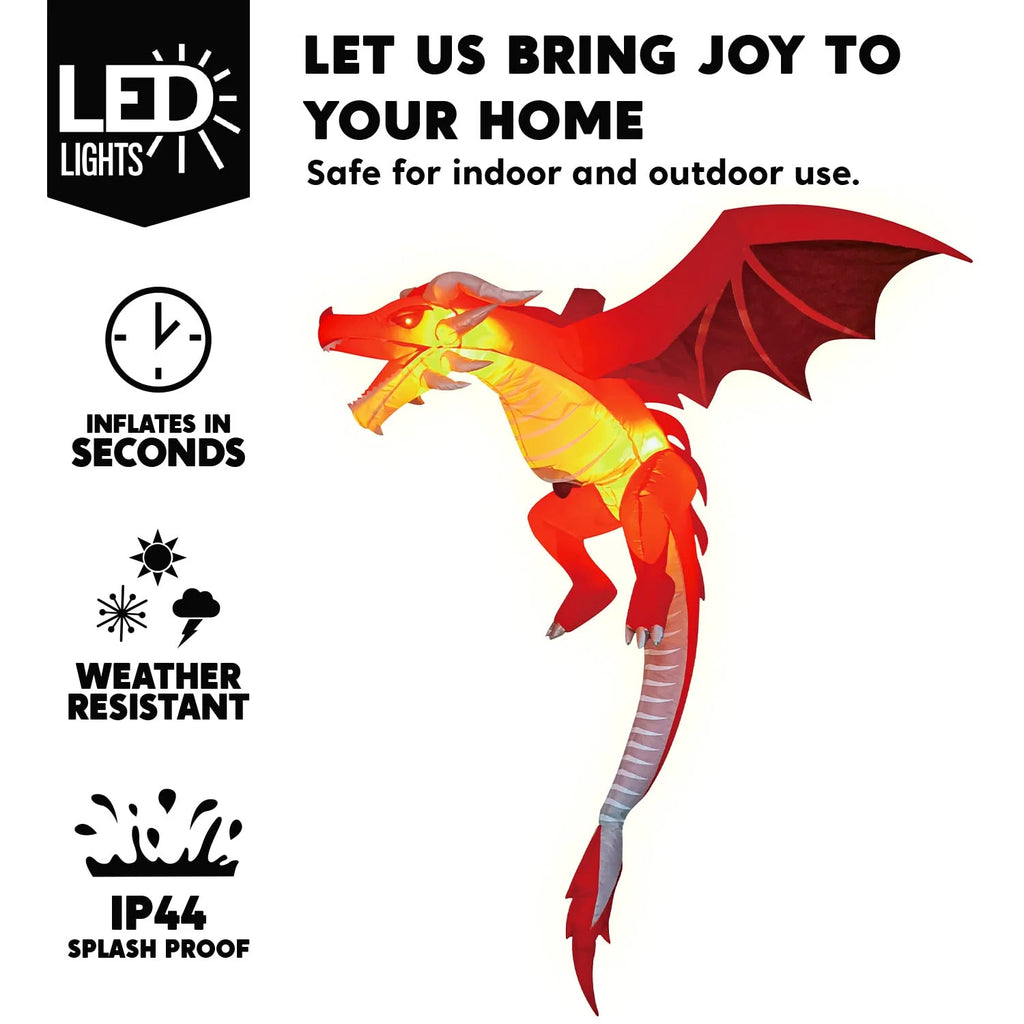 5Ft Halloween Inflatable Flying Dragon,Red Hanging Flying Dragon Inflatable Halloween Blow up Yard Decorations outside Decorations