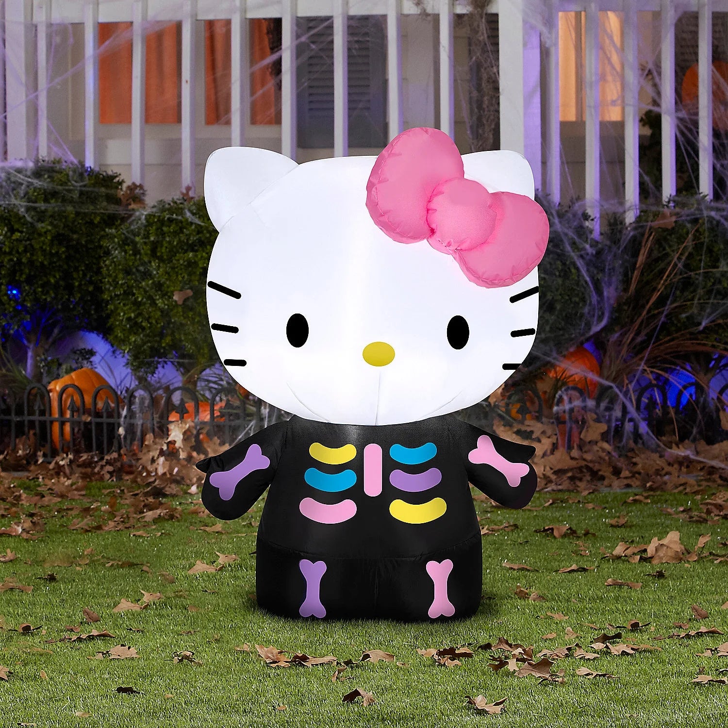 Airblown Inflatable Hello Kitty Neon Skeleton Sanrio, 3 Ft Tall, Multi