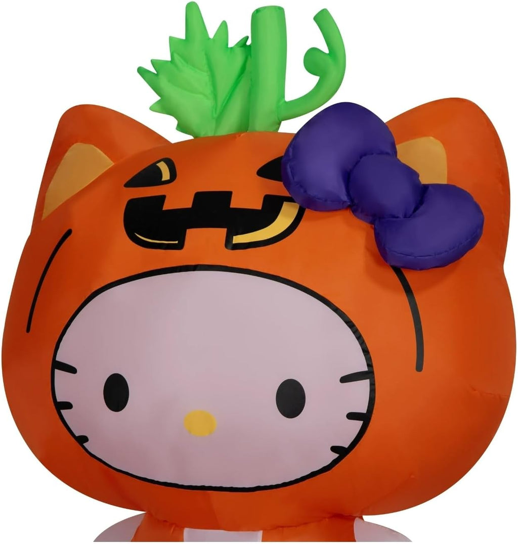 Halloween Hello Kitty in Pumpkin Suit Yard Inflatable with LED Lighting, 5 Ft - Seasonal Indoor/Outdoor Decor