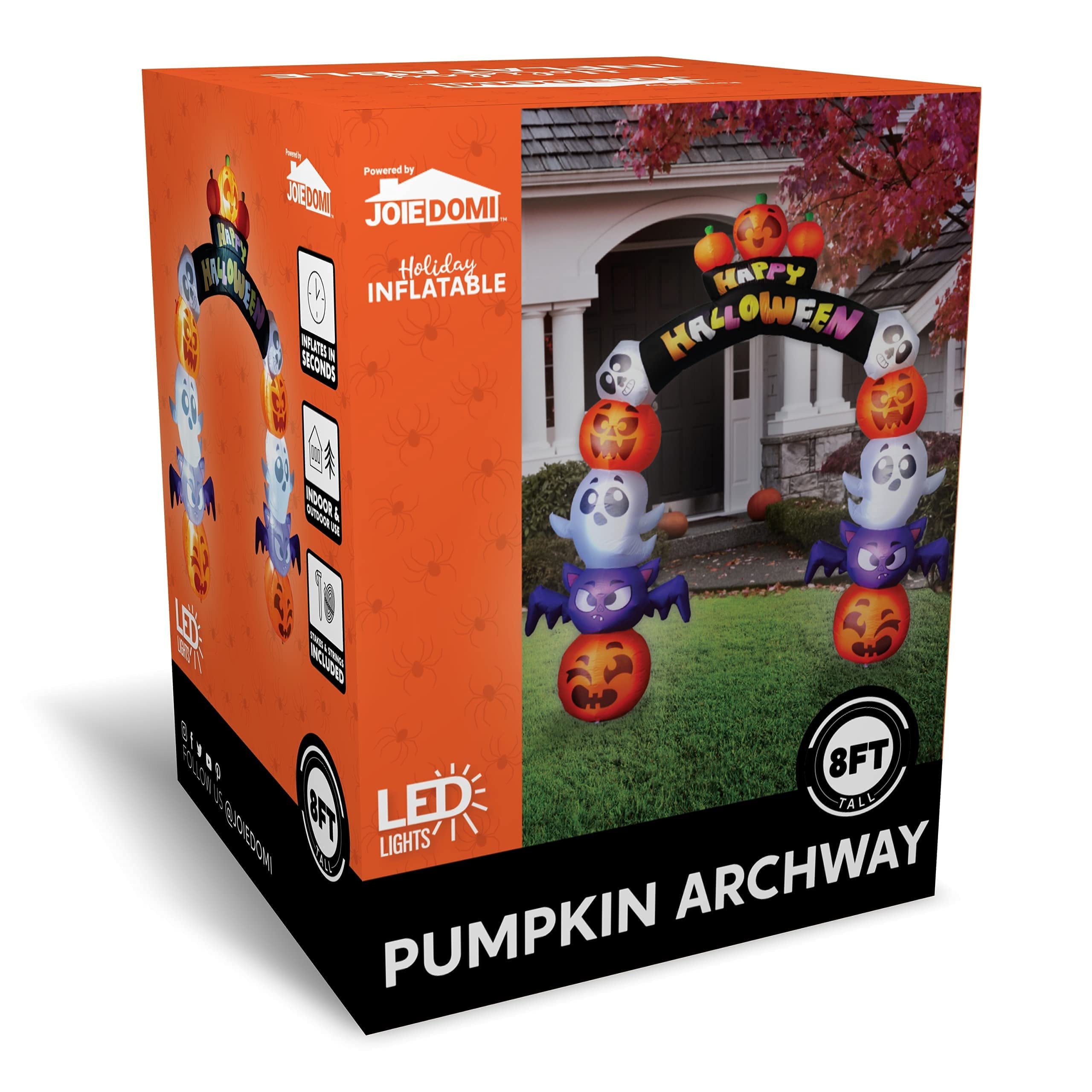 8 Ft Halloween Inflatable Pumpkin Archway Outdoor Decoration with Build-In LED Lights,Archway Halloween Blow up for Yard,Outside Pumpkin Decor for Party,Garden