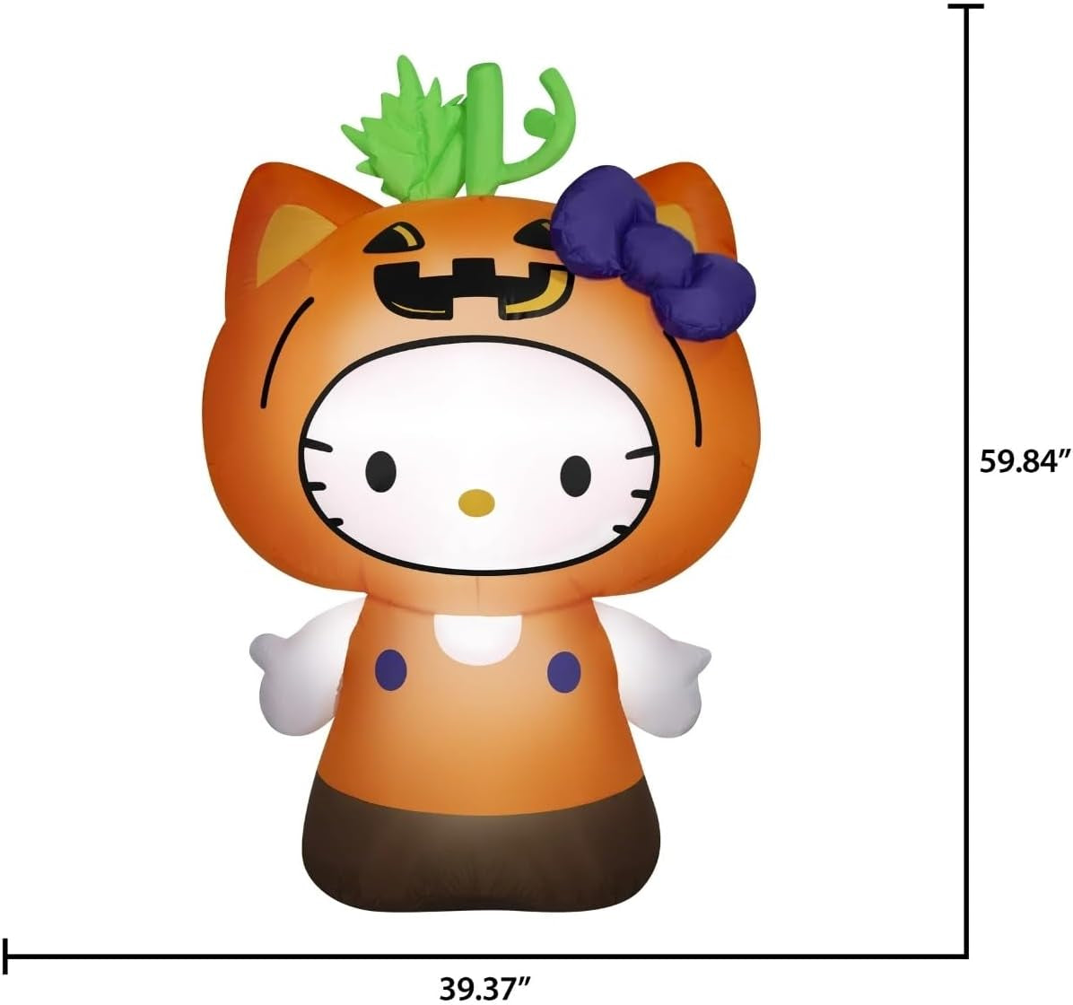 Halloween Hello Kitty in Pumpkin Suit Yard Inflatable with LED Lighting, 5 Ft - Seasonal Indoor/Outdoor Decor