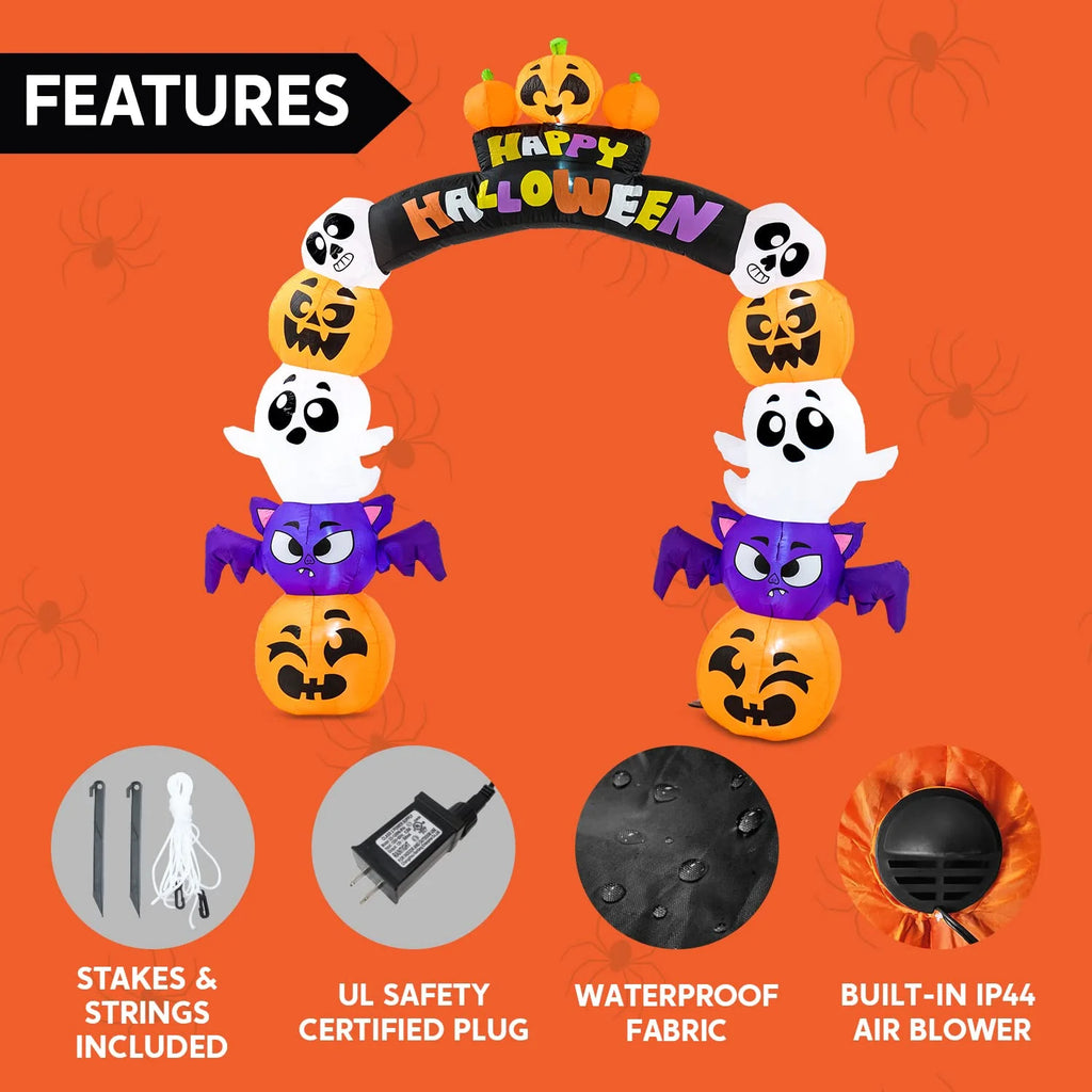 8 Ft Halloween Inflatable Pumpkin Archway Outdoor Decoration with Build-In LED Lights,Archway Halloween Blow up for Yard,Outside Pumpkin Decor for Party,Garden