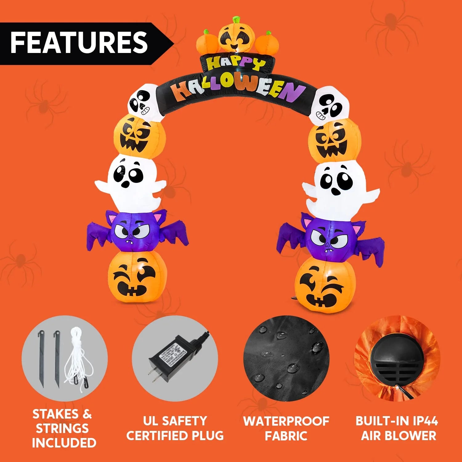 8 Ft Halloween Inflatable Pumpkin Archway Outdoor Decoration with Build-In LED Lights,Archway Halloween Blow up for Yard,Outside Pumpkin Decor for Party,Garden
