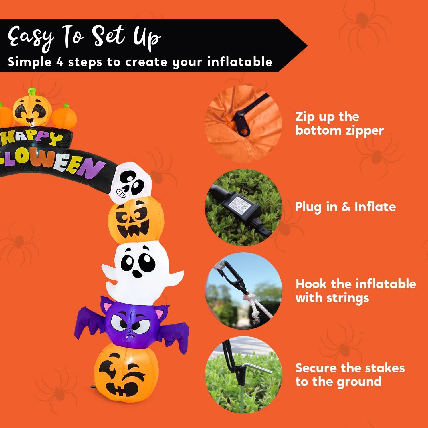 8 Ft Halloween Inflatable Pumpkin Archway Outdoor Decoration with Build-In LED Lights,Archway Halloween Blow up for Yard,Outside Pumpkin Decor for Party,Garden