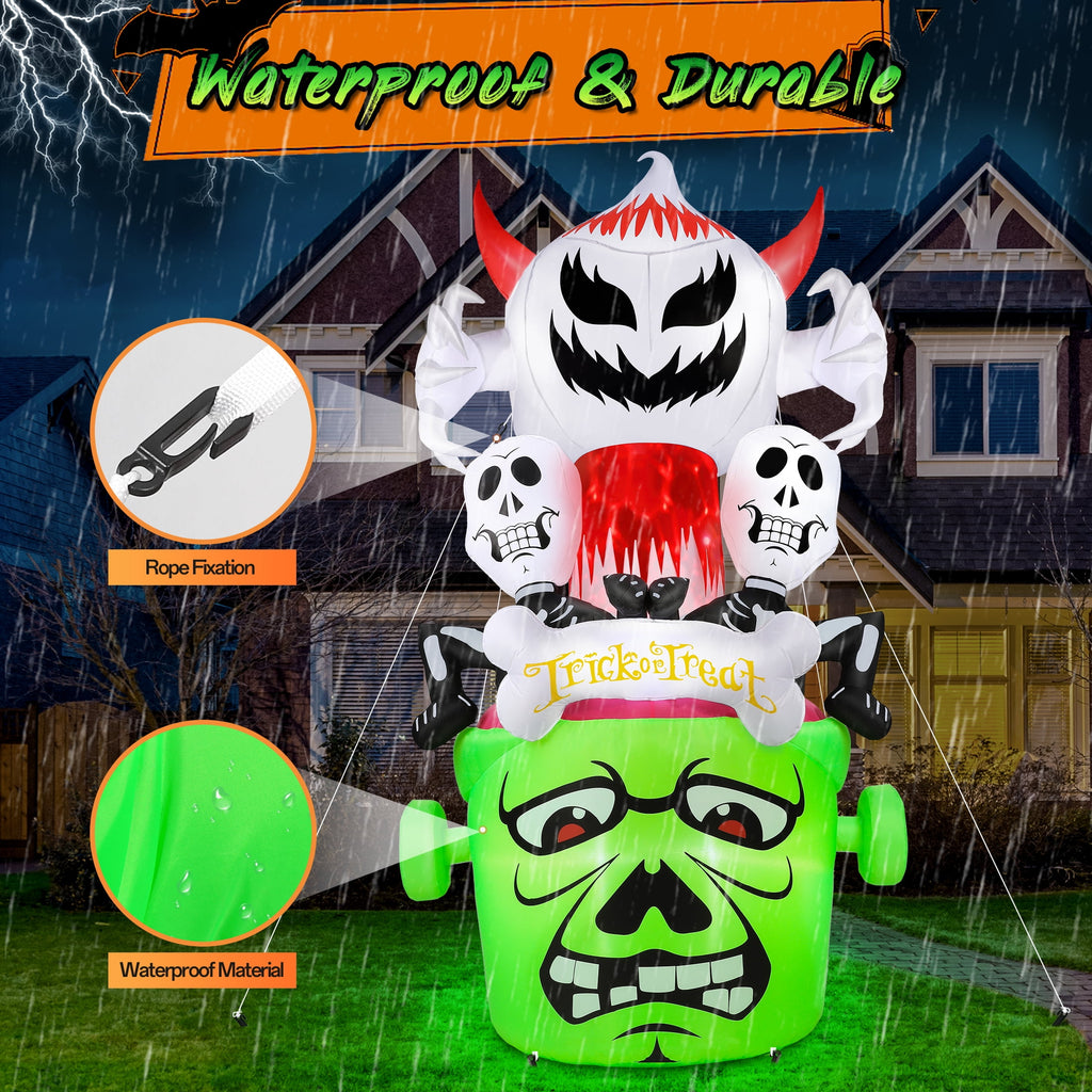 8Ft Halloween Inflatable,Ghost Skeleton with Lights Halloween Decoration Outdoor